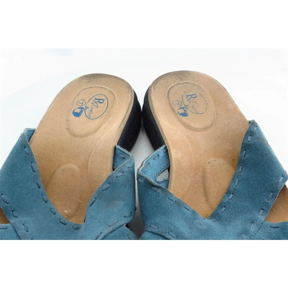 RX of Comfort Size 7 M Blue Flip Flop Leather Women Sandal‎ Shoes